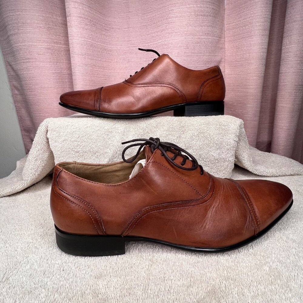 Aldo Brown Leather Cap-Toe Lace-Up Dress Shoes Size 10 Comfort Career Fashion